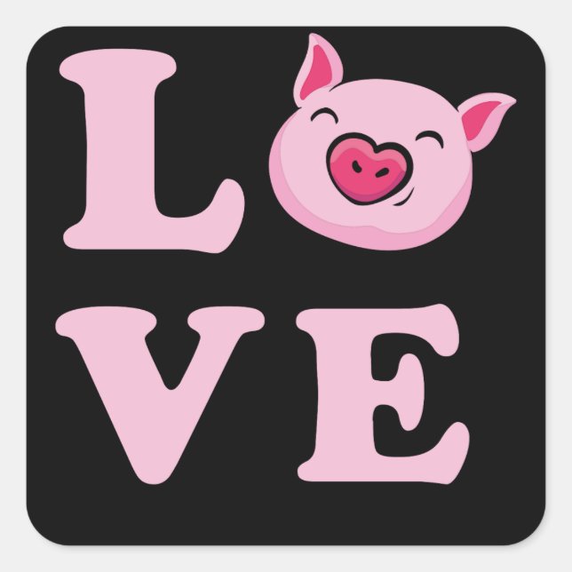 I Liebe Schweine Funny Pig Lover Quadratischer Aufkleber (Vorderseite)