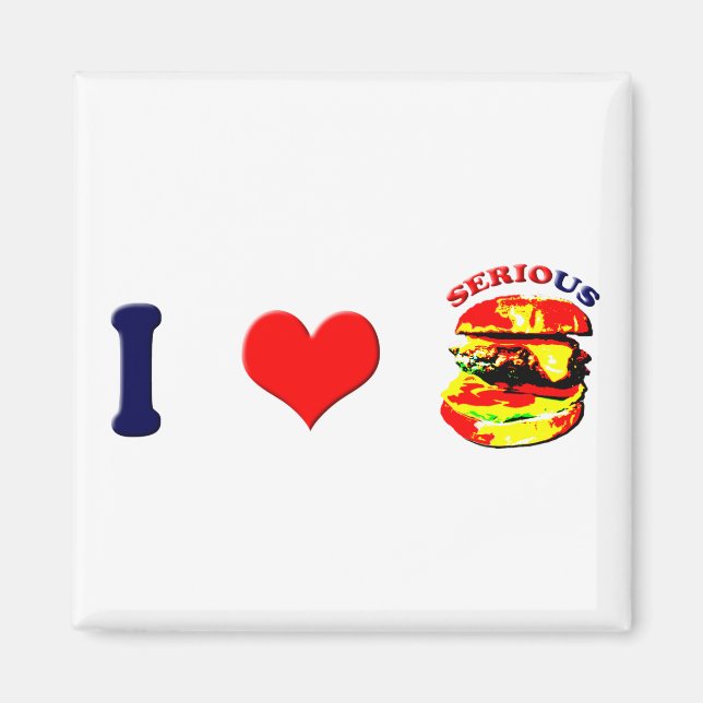 I Liebe Schwerer Burger (horizontal) Magnet (Vorne)