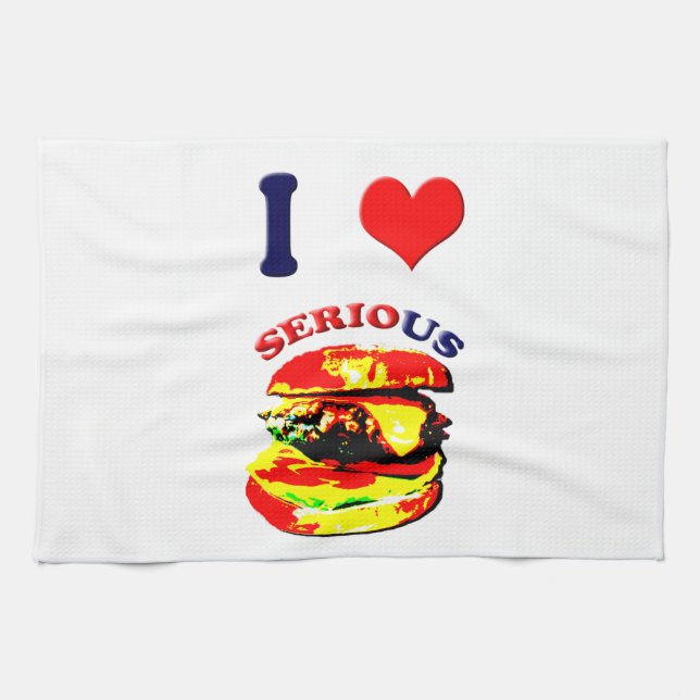 I Liebe Schwerwiegende Burger Geschirrtuch (Horizontal)