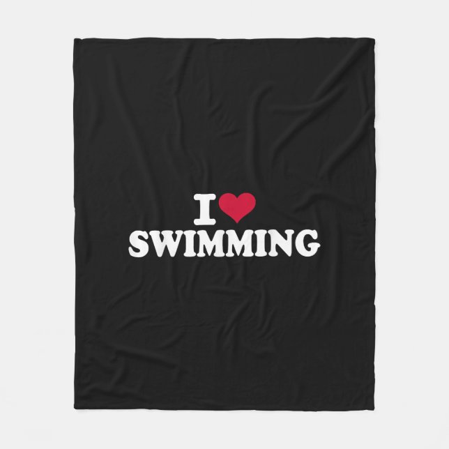 I Liebe schwimmen Fleecedecke (Vorderseite)