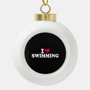 I Liebe schwimmen Keramik Kugel-Ornament