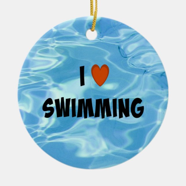I Liebe Schwimmen Keramik Ornament (Vorne)