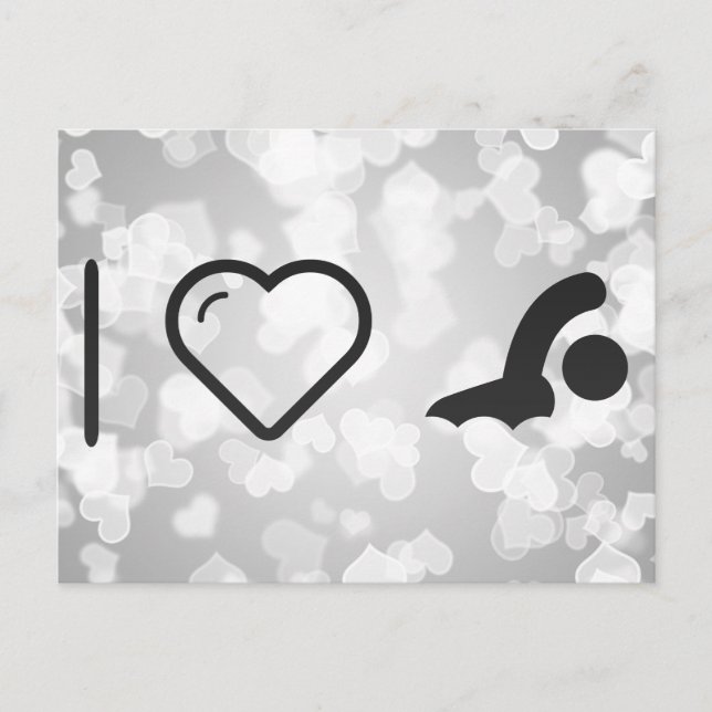 I Liebe Schwimmen Postkarte (Vorderseite)