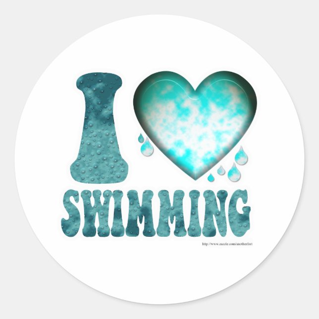 I Liebe Schwimmen Runder Aufkleber (Vorderseite)