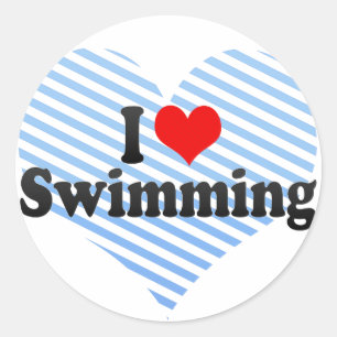 I Liebe Schwimmen Runder Aufkleber