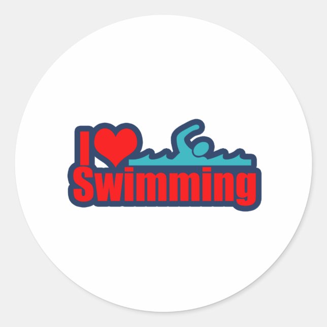 I Liebe Schwimmen Runder Aufkleber (Vorderseite)