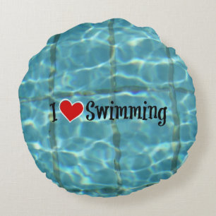 I Liebe Schwimmen Rundes Kissen