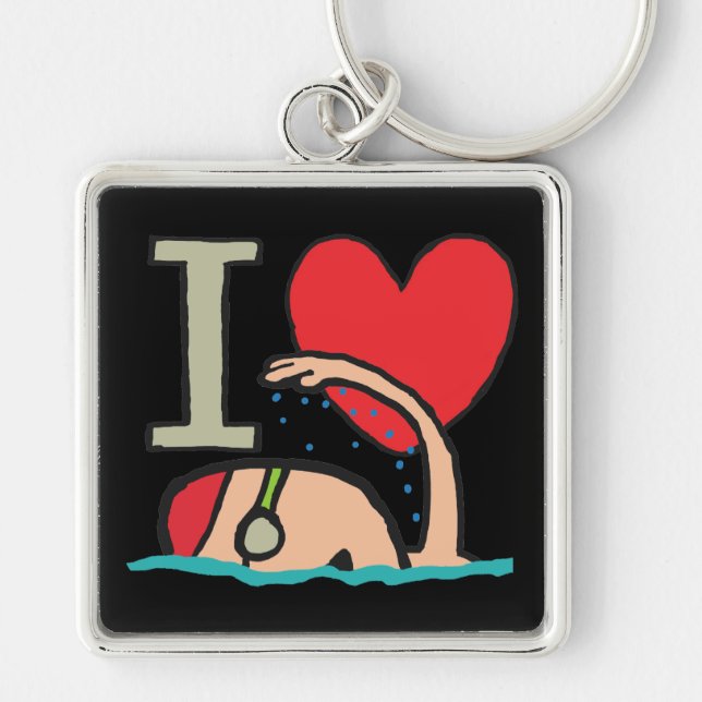 I Liebe Schwimmen Schlüsselanhänger (Vorne)