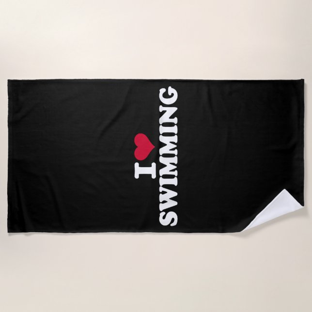 I Liebe schwimmen Strandtuch (Vorderseite)