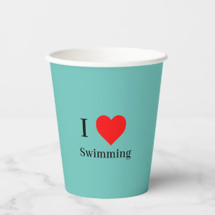 I Liebe Schwimmtypografie & Rotes Herz Minze Grün Pappbecher