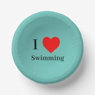 I Liebe Schwimmtypografie & Rotes Herz Minze Grün Pappteller