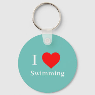 I Liebe Schwimmtypografie & Rotes Herz Minze Grün Schlüsselanhänger