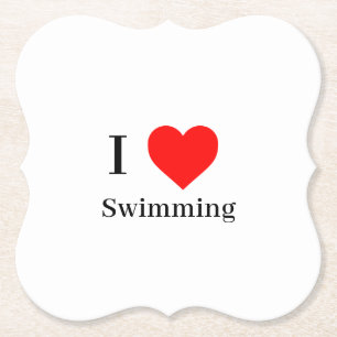 I Liebe Schwimmtypografie & Rotes Herz Weiß Untersetzer