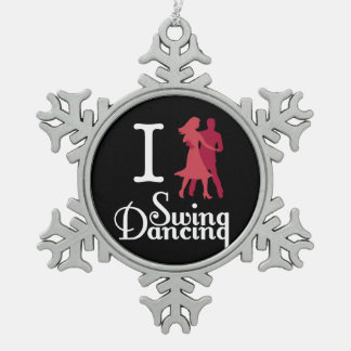 I Liebe-Schwingen-Tanzen Schneeflocken Zinn-Ornament