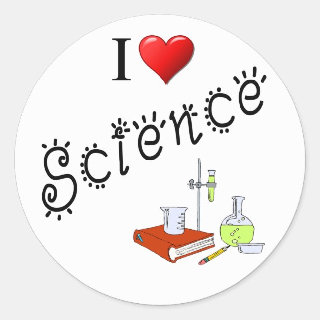 I Liebe Science Heart Labrador Klassenzimmer Runder Aufkleber (Vorderseite)