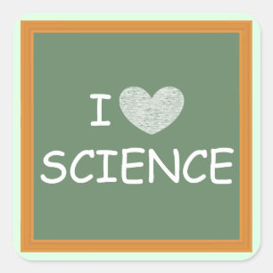 I Liebe Science Quadratischer Aufkleber