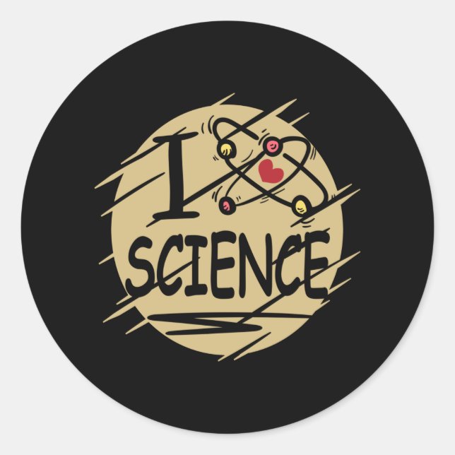 I Liebe Science Runder Aufkleber (Vorderseite)