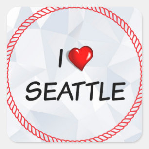 I Liebe Seattle Quadratischer Aufkleber