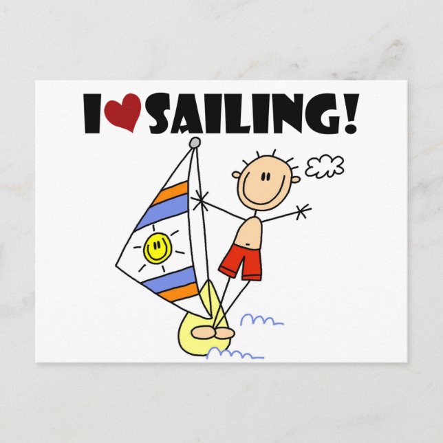 I Liebe Segeln T - Shirt und Geschenke Postkarte (Vorderseite)