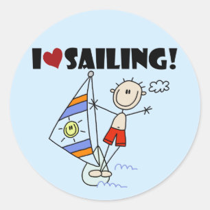 I Liebe Segeln T - Shirt und Geschenke Runder Aufkleber