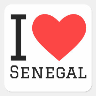 I Liebe Senegal Quadratischer Aufkleber