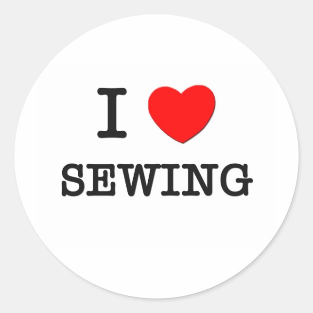 I LIEBE SEWING RUNDER AUFKLEBER (Vorderseite)