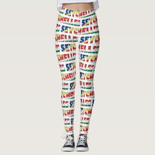 I Liebe Seychellen Flag Farben Typografie Muster Leggings