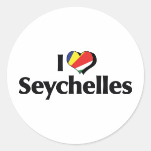 I Liebe Seychellische Flagge Runder Aufkleber