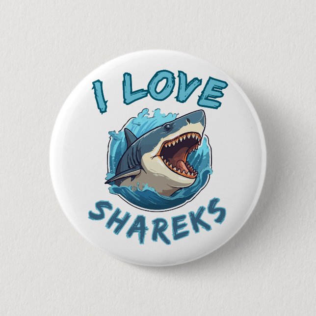 I Liebe Sharks Fisher Button (Vorderseite)