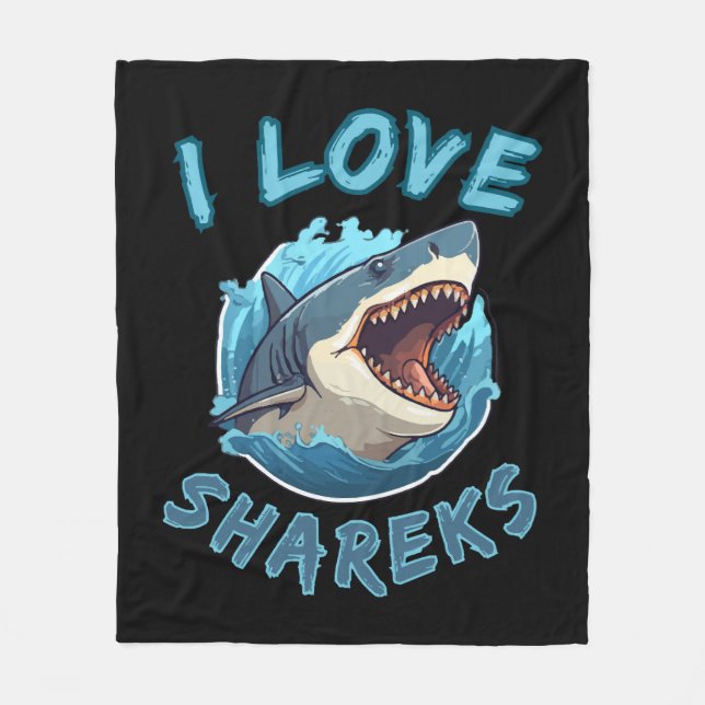 I Liebe Sharks Fisher Fleecedecke (Vorderseite)