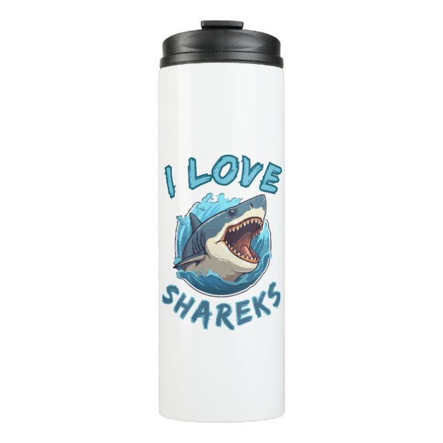 I Liebe Sharks Fisher Thermosbecher (Vorderseite)