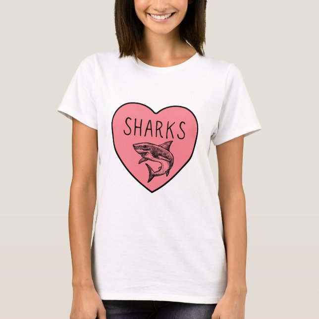 I Liebe SHARKS Herz T-Shirt (Vorderseite)