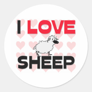 I Liebe Sheep Runder Aufkleber