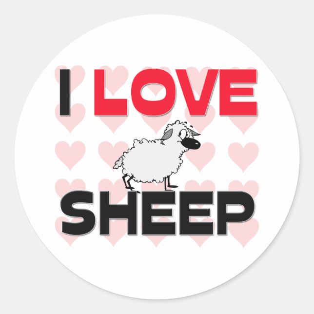 I Liebe Sheep Runder Aufkleber (Vorderseite)