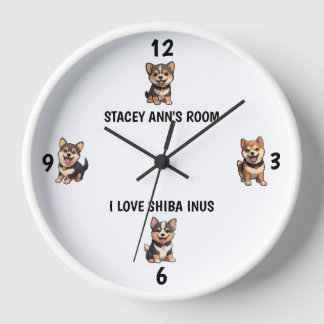 I Liebe Shiba Inus Niedlich Name Wall Uhr