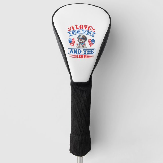I Liebe Shih Tzus und USA Golf Headcover (Vorderseite)