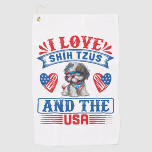 I Liebe Shih Tzus und USA Golfhandtuch