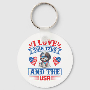 I Liebe Shih Tzus und USA Schlüsselanhänger