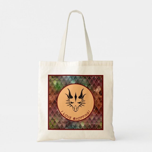 I Liebe Shopping Dragon Head & Scales Tote Tasche (Rückseite)
