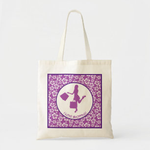 I Liebe Shopping farbenfrohe Lila Blumenmuster Tragetasche