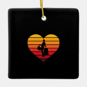 I Liebe Shopping Retro Sonnenuntergang Herz Keramikornament