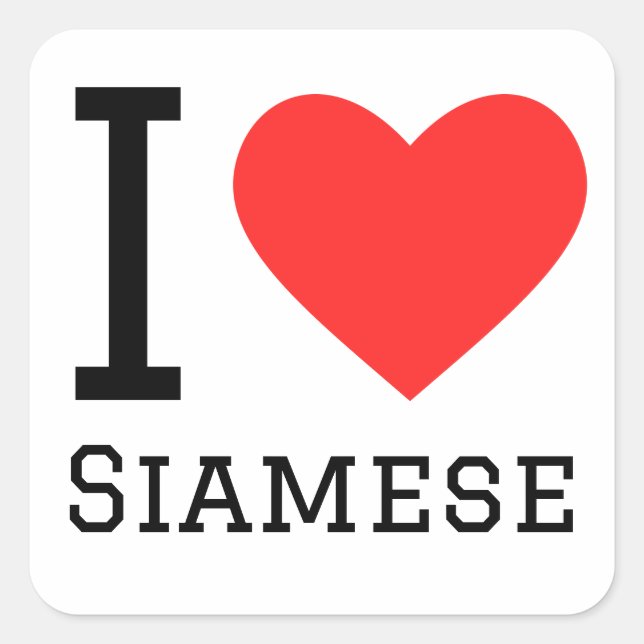 I Liebe Siamese Quadratischer Aufkleber (Vorderseite)