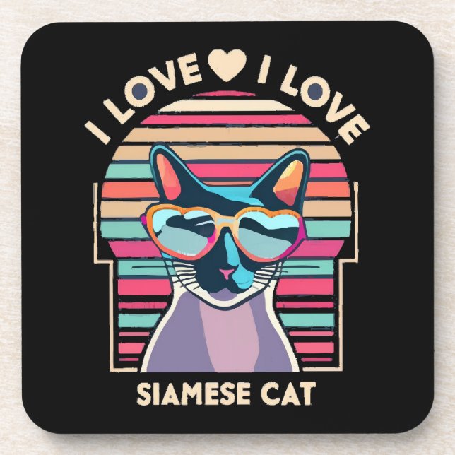 I Liebe Siamkatze Getränkeuntersetzer (Vorderseite)
