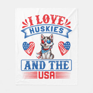 I Liebe Sibirien Huskies und USA Fleecedecke