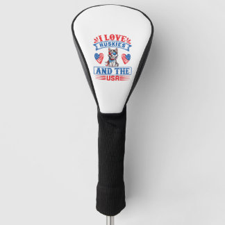 I Liebe Sibirien Huskies und USA Golf Headcover