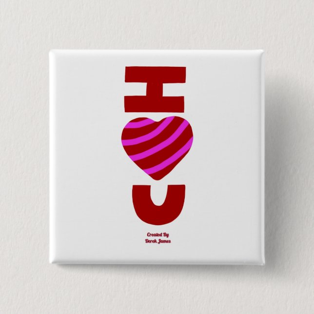 I Liebe Sie 2-Zoll-Square-Taste Button (Vorderseite)