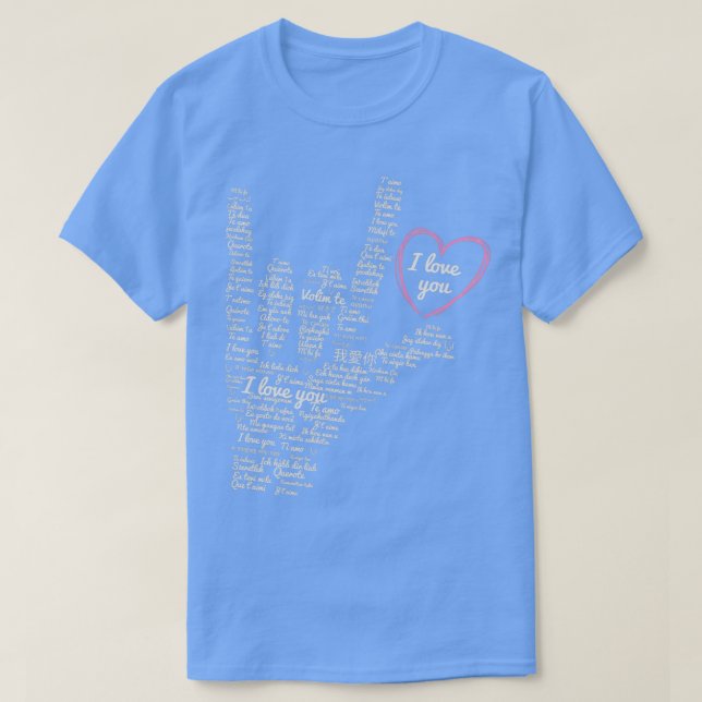 I Liebe Sie ASL-Zeichen in mehreren Sprachen Grafi T-Shirt (Design vorne)
