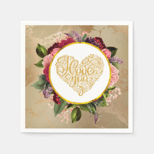 I Liebe Sie Extravagant Golden Verziert Herzens mi Serviette
