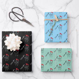I Liebe Sie - Gebärdensprache - Gehörhaftes Bewuss Geschenkpapier Set