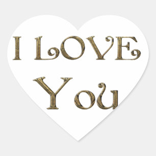 I Liebe Sie goldene Text-Typografie elegant Herz-Aufkleber